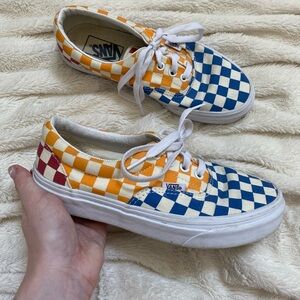 Vans checkerboard multi colored lace-up low-top sneakers Sz W6.5/ M5